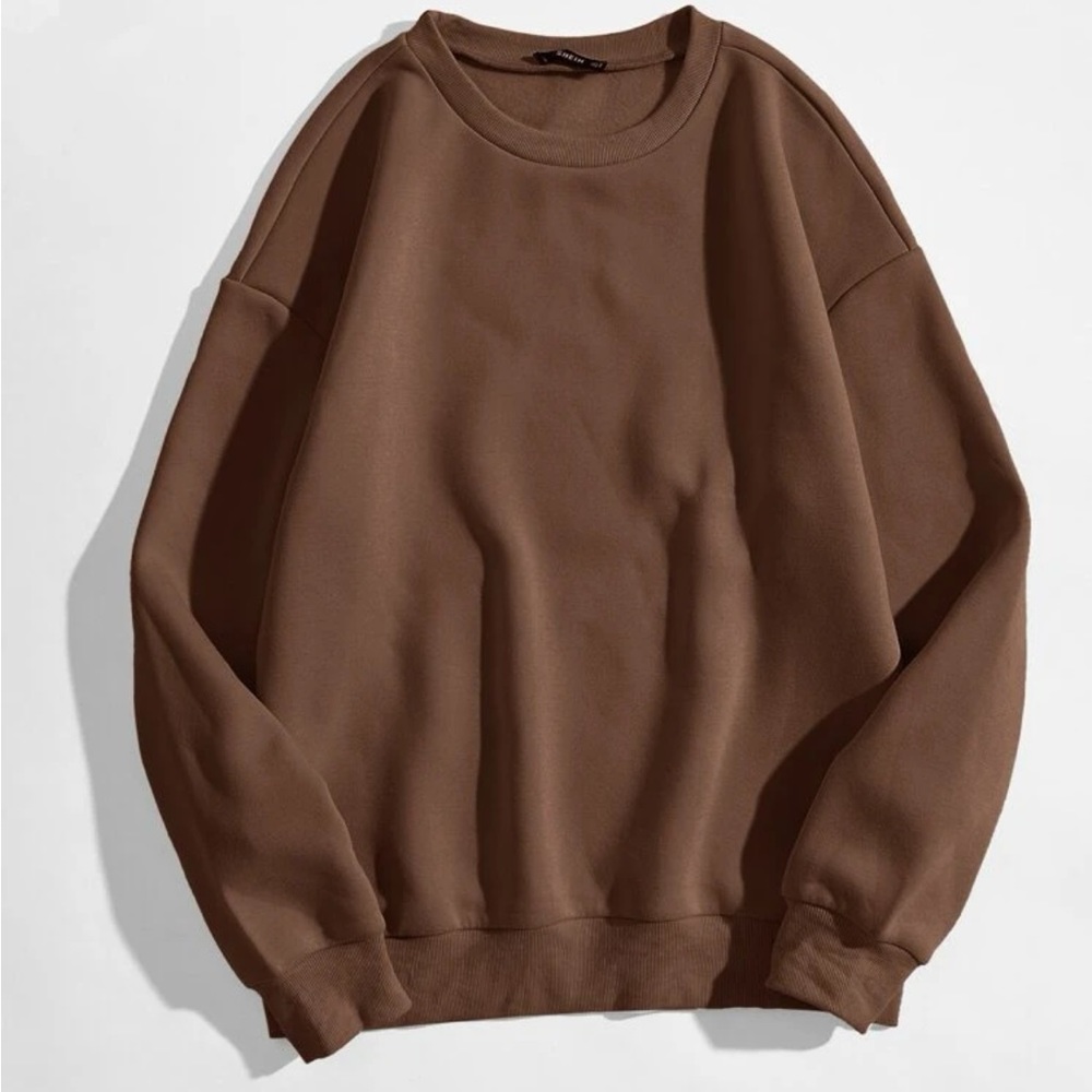 Shein Round neck sweatshirt size medium- coffee brown